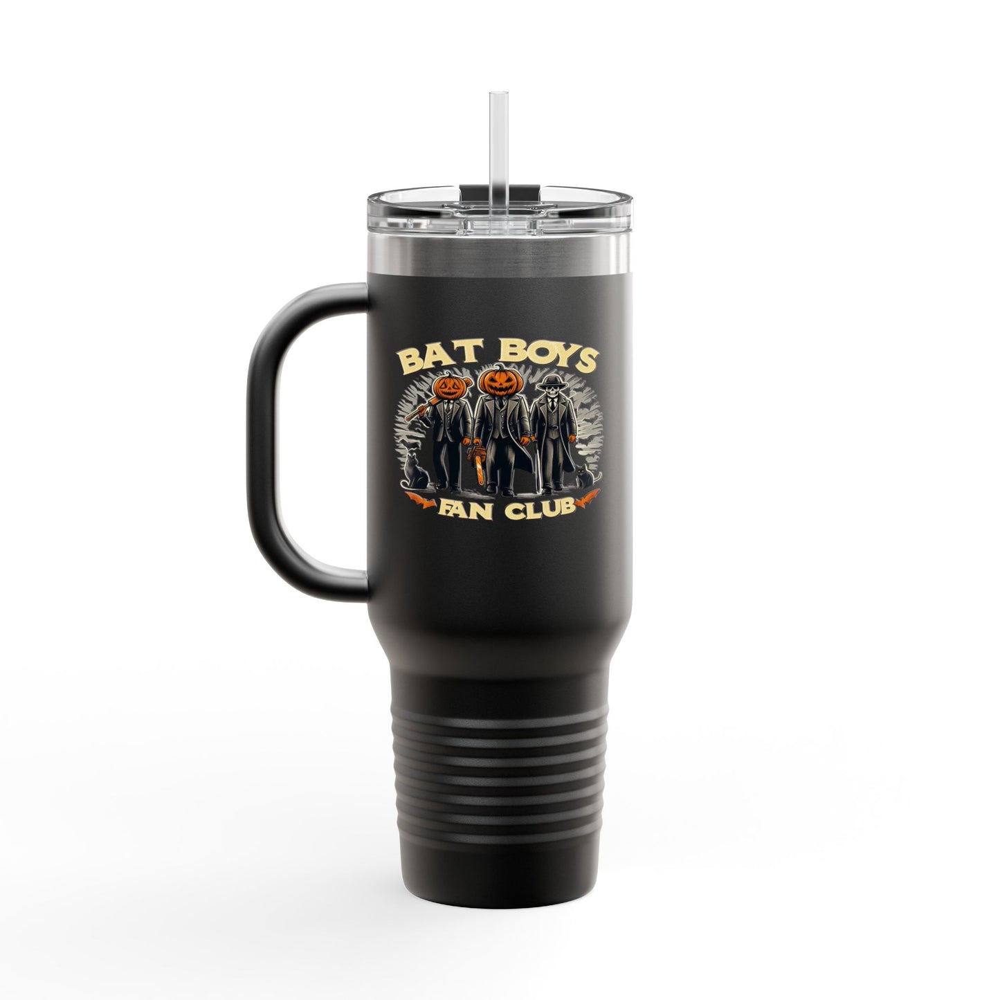 Halloween Themed Insulated Travel Mug, Bat Boys Fan Club, Perfect for Outdoor Adventures, Trick-or-Treating, Gift for Friend