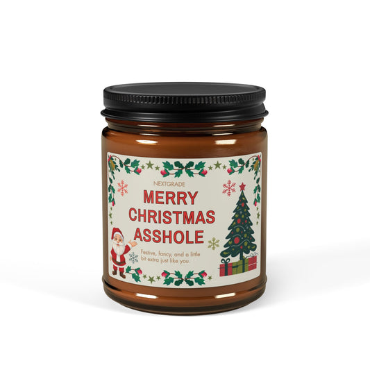 Merry Christmas Asshole Candle, Funny Christmas Gift for Friends, Coworkers, or Siblings | Soy Candle | Holiday Humor Candle | Amber Jar