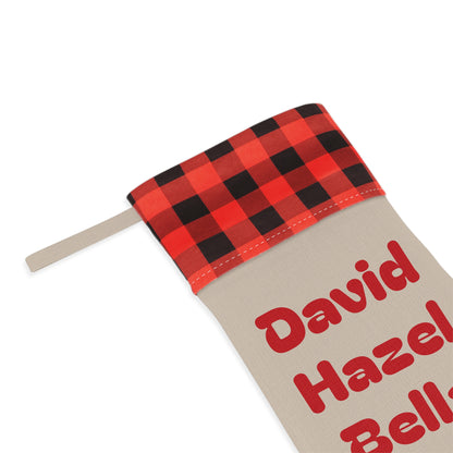 Personalized Names Christmas Stocking | Buffalo Plaid Cuff, Custom Name Stocking