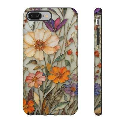 Phone case For iPhone & Samsung, Wildflower Mosaic MagSafe iPhone Case: Botanical Floral Design iPhone