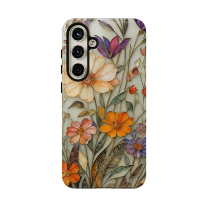 Phone case For iPhone & Samsung, Wildflower Mosaic MagSafe iPhone Case: Botanical Floral Design iPhone
