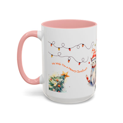 Personalized Festive Cat Accent Coffee Mug, Holiday, Christmas, Unique Gift, Home Decor, Cute Cat Lovers, Christmas Day Gift