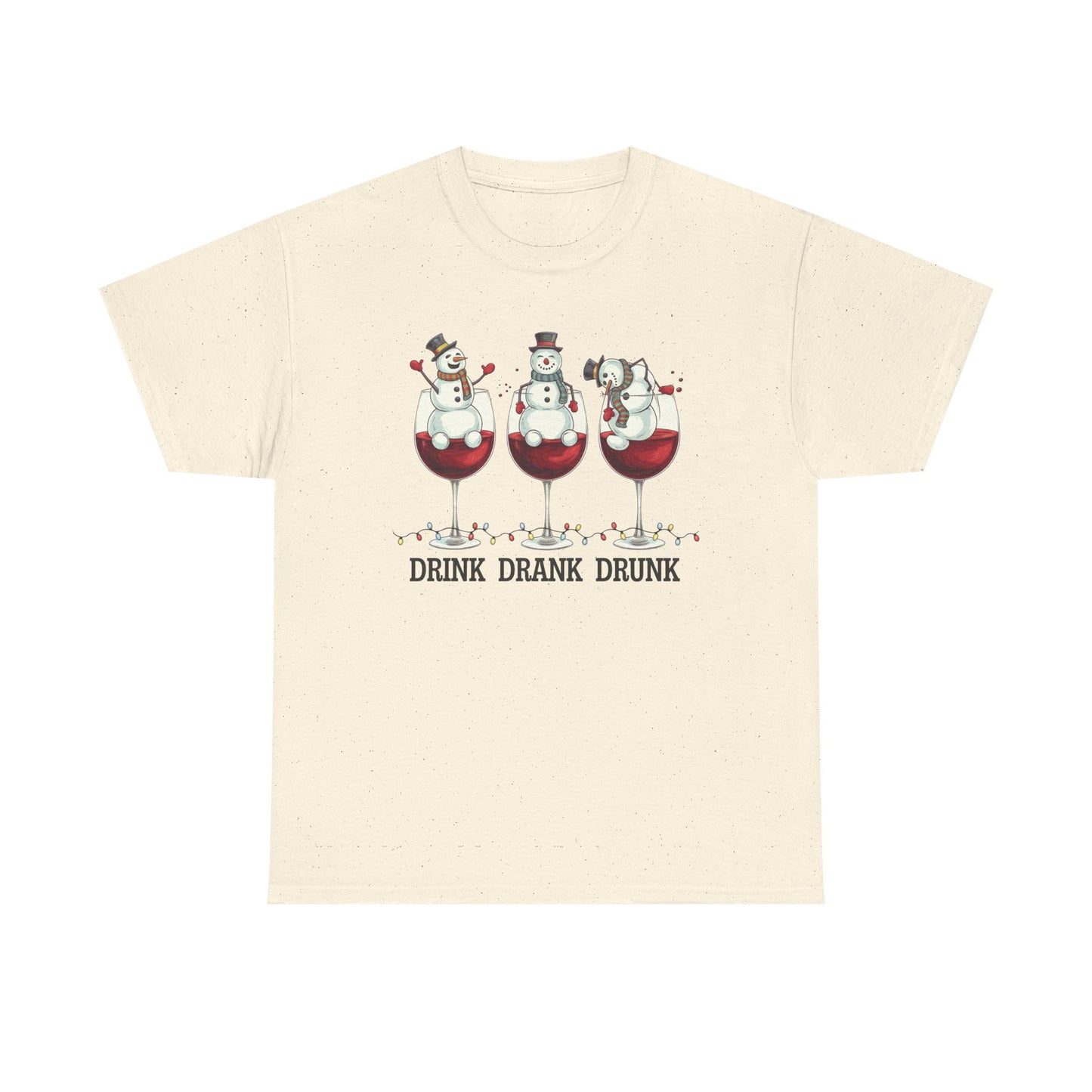 Drink Drank Drunk Christmas Shirt | Funny Holiday Wine Shirt | Snowman Christmas Tee | Drinking Humor Gift for Friends