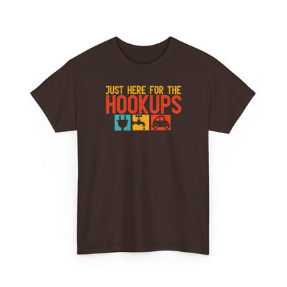 Just Here For The Hookups Shirt, Camping Fishing T-Shirt, Funny RV Camper Tee, Outdoors Graphic Tee, Campfire Gift for Men Women