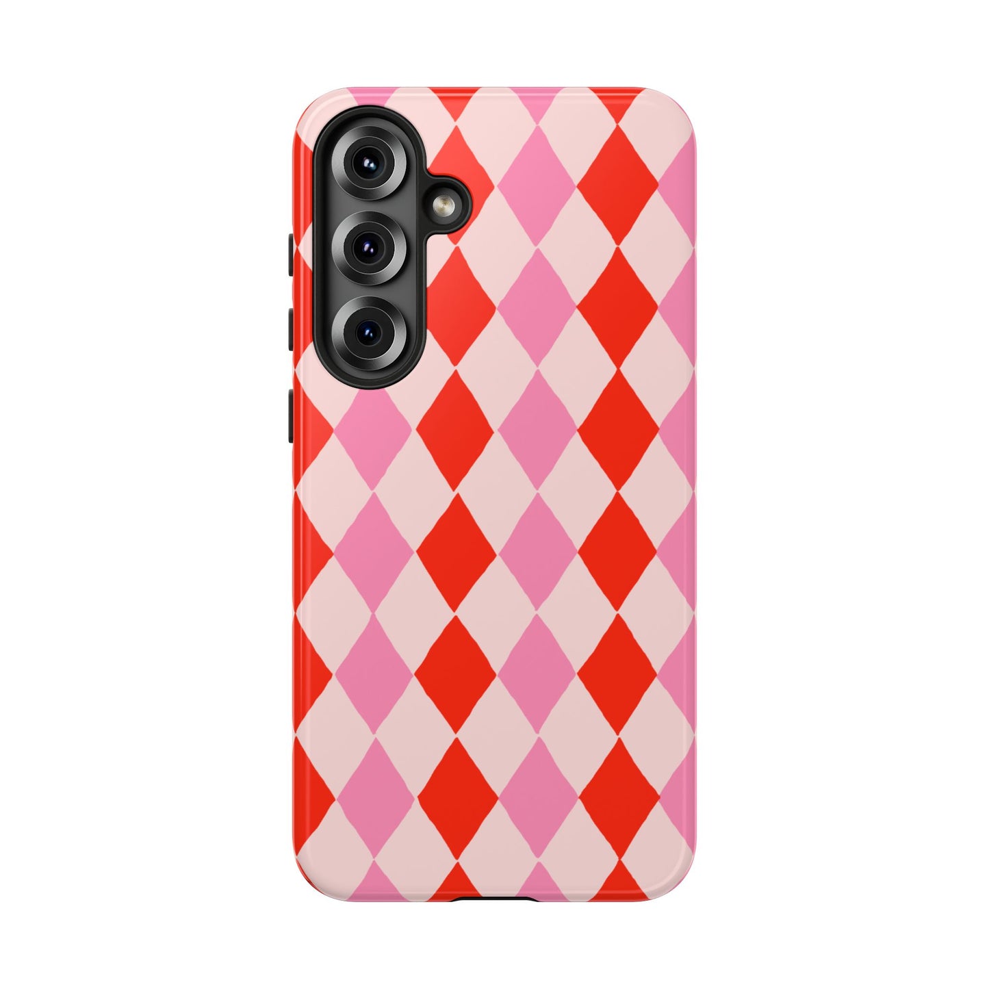 Tough Cases with Red Pink Diamonds, Retro Checkerboard iPhone Case And Samsung Case, Slim Fit Phone Case, Stylish Gift