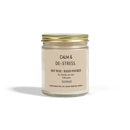 Calm And De Stress Soy Wax Candle, Candle Gift, Hand Poured Candle, Scented Candles, Coconut Apricot Wax (4oz, 9oz)