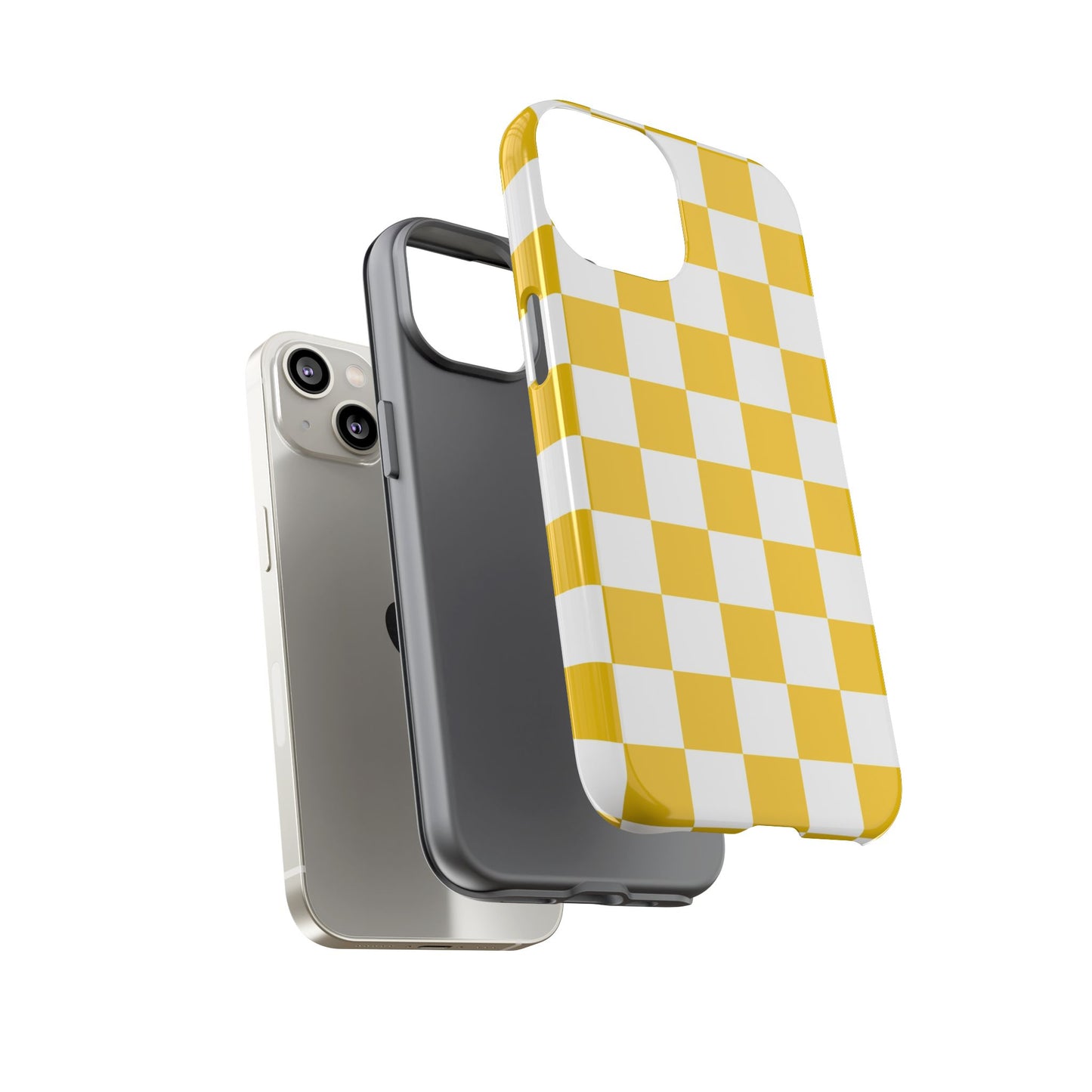Yellow Checkered Phone Case - iPhone 17 Pro, 17, 16, 15, 14, 13, 12, 11, X, XR, XS MAX, Gift for Friends