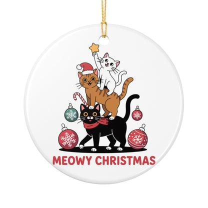 Meowy Christmas Cat Ornament Cat Lover Christmas Ornament, Funny Cat Tree Holiday Decor, Gift for Cat Mom, Cat Ornament, 2025 Xmas Keepsake