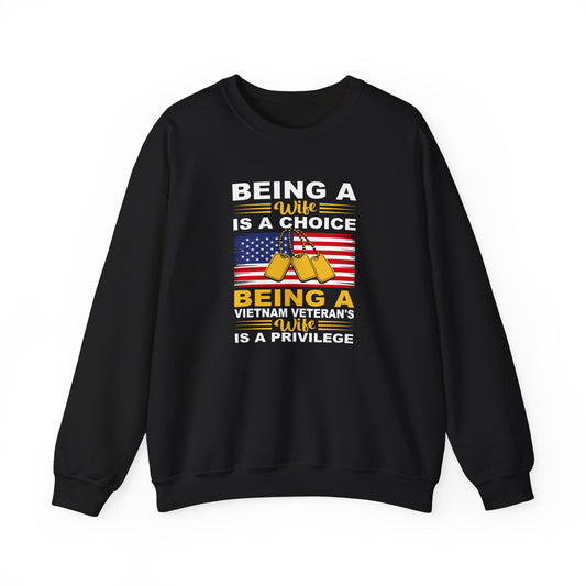 Vietnam Veteran Spouse Sweatshirt, Patriotic Crewneck, Gift for Veteran's Wife, Military Appreciation Apparel, Remembrance Day Gift