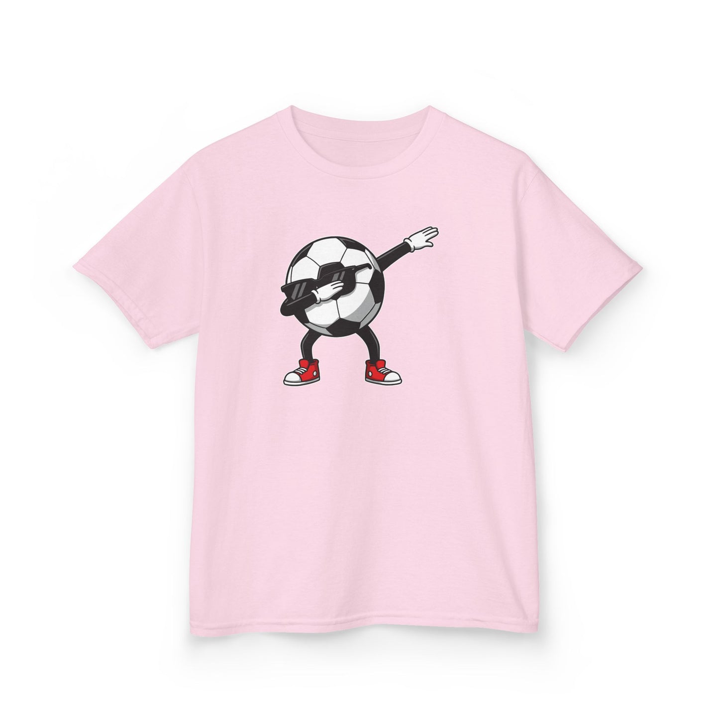 Dabbing Soccer Ball Kids T-Shirt, Cartoon Football Tee for Boys Girls, Sporty Youth Soccer Graphic Shirt, Football Fan shirt