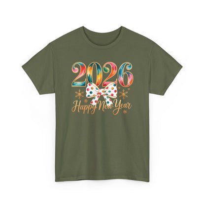 2026 Happy New Year Shirt, Colorful Bow New Year Tee, New Year Outfit, Cute NYE Party T-Shirt, 2026 Celebration Graphic Tee, New Year Gift