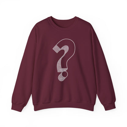 Rhinestone Question Mark Sweatshirt | Sparkly Mystery Icon Crewneck