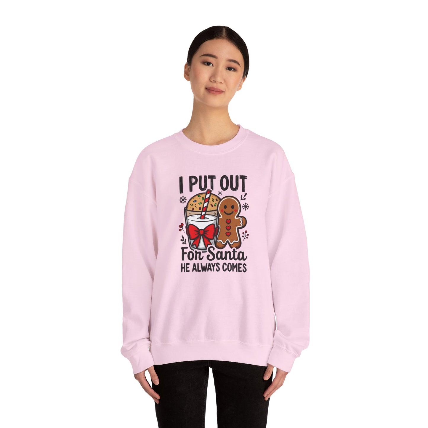 I Put Out For Santa Sweatshirt, Funny Christmas Crewneck, Cookies & Milk Holiday Sweater, Gingerbread Shirt, Xmas Party Sweatshirt