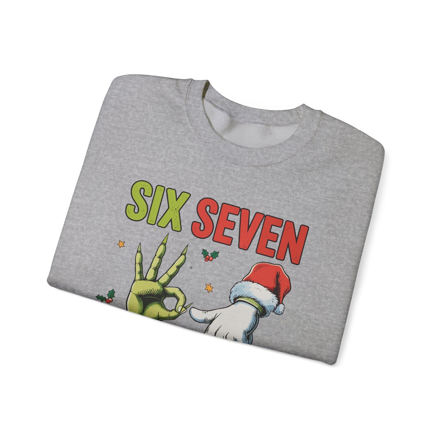 Funny Six Seven Christmas Sweatshirt | Santa Hands Holiday Crewneck | Cozy Pink Christmas Sweater for Men Women | Festive Holiday Gift