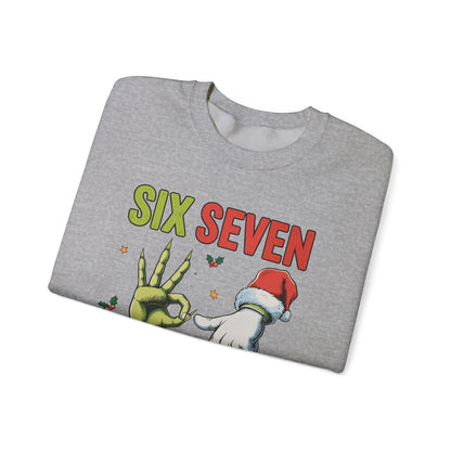 Funny Six Seven Christmas Sweatshirt | Santa Hands Holiday Crewneck | Cozy Pink Christmas Sweater for Men Women | Festive Holiday Gift