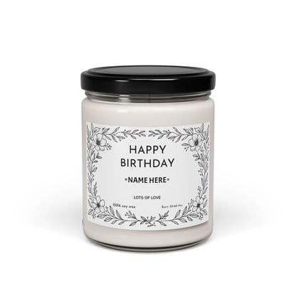 Personalized Birthday Scented Soy Candle, Gift for Her, Candle Gift with Name for Her Friend Sister Mum Nanny Add Your Custom Text