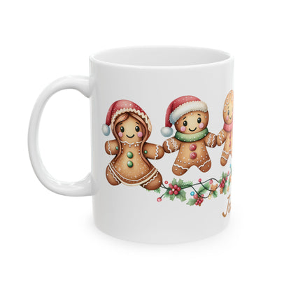 Personalized Gingerbread Ceramic Mug, Christmas Gift, Holiday Decor, Cozy Vibes, Family Present, Christmas Day gift, Gift for her