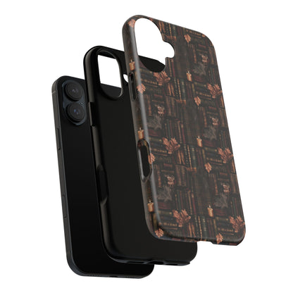 Gothic Phone Case Dark Academia Literary iPhone Samsung Cover with Books & Flowers, Phone case