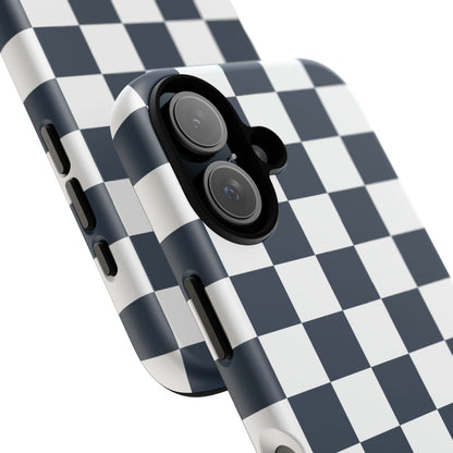 Navy Checkerboard Phone Case, iPhone 17 Pro, 17, 16, 15, 14, 13, 12, 11, X, XR, XS MAX, Tough Case for iPhone
