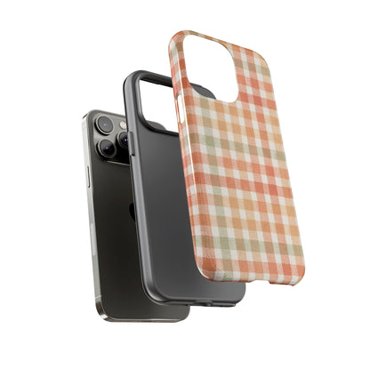 Boho Checkered Phone Case | Neutral Aesthetic Plaid Case | Retro Minimalist Check Design | iPhone Cover | Samsung Cover