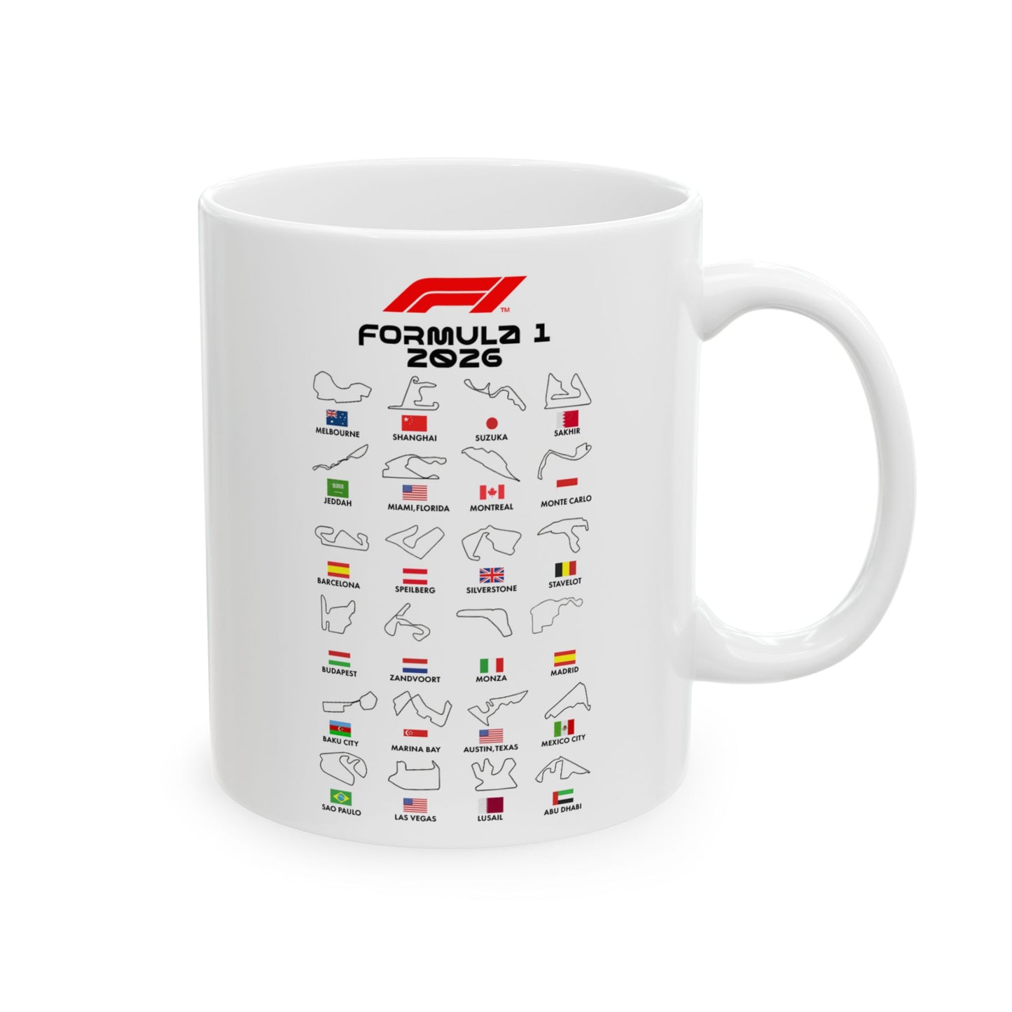 Formula One 2026 Mug, F1 Race Track Coffee Cup, Grand Prix Fan Gift, Motorsport Mug, Racing Dad Gift, Auto Lover Cup