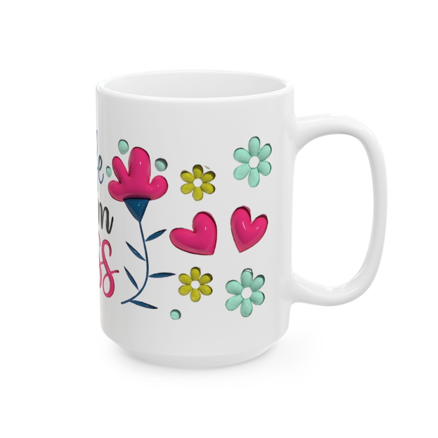 Wife Mom Boss Mug, Floral Heart Coffee Cup, Gift for Mom Wife Boss, Cute Ceramic Mug 11oz 15oz, Mother's Day Birthday Office Gift