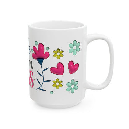 Wife Mom Boss Mug, Floral Heart Coffee Cup, Gift for Mom Wife Boss, Cute Ceramic Mug 11oz 15oz, Mother's Day Birthday Office Gift