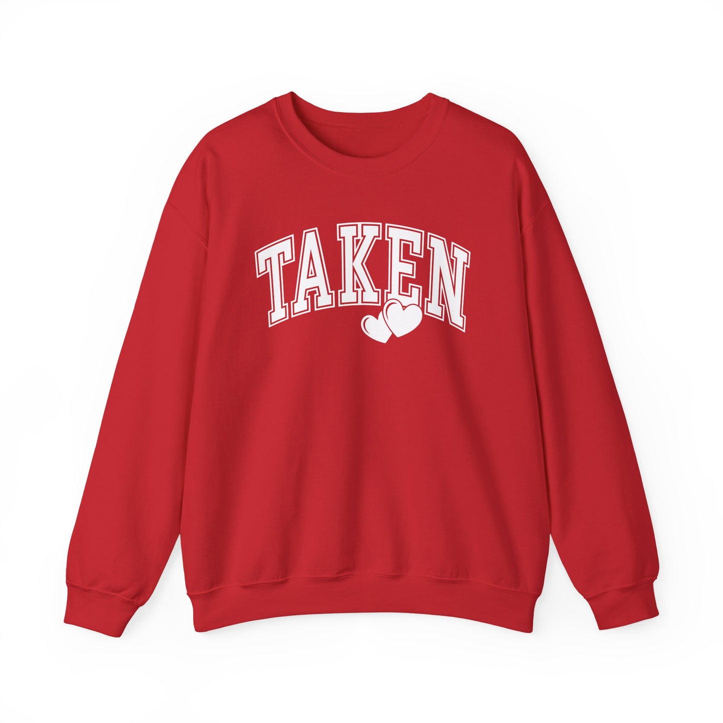 Taken Heart Graphic Sweatshirt, Red Collegiate Letters Crewneck, Cute Valentine Pullover, Cozy Gift for Her, Romantic Couple Sweater