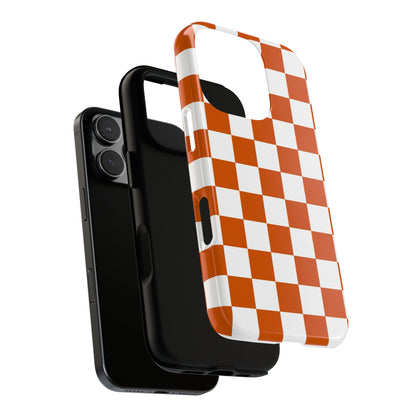 Checkered Phone Case, Checkered Phone Case - iPhone 17 16 15 14 13 12 11 Pro Max  - Trendy Black and Brown Checkerboard