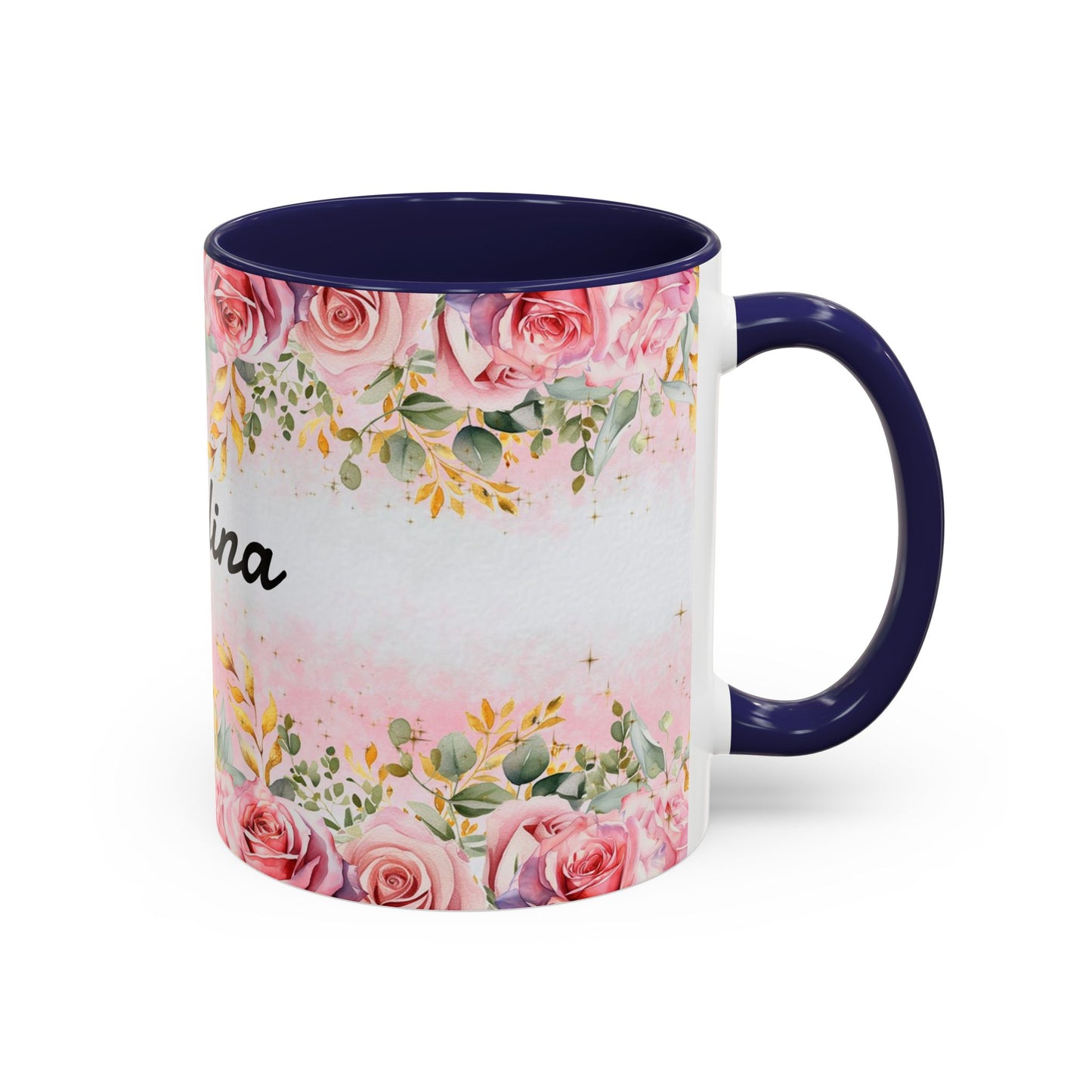 Personalized Floral Accent Coffee Mug, Custom Gift for Her, Birthday Mug, Floral Drinkware, Mother's Day Gift