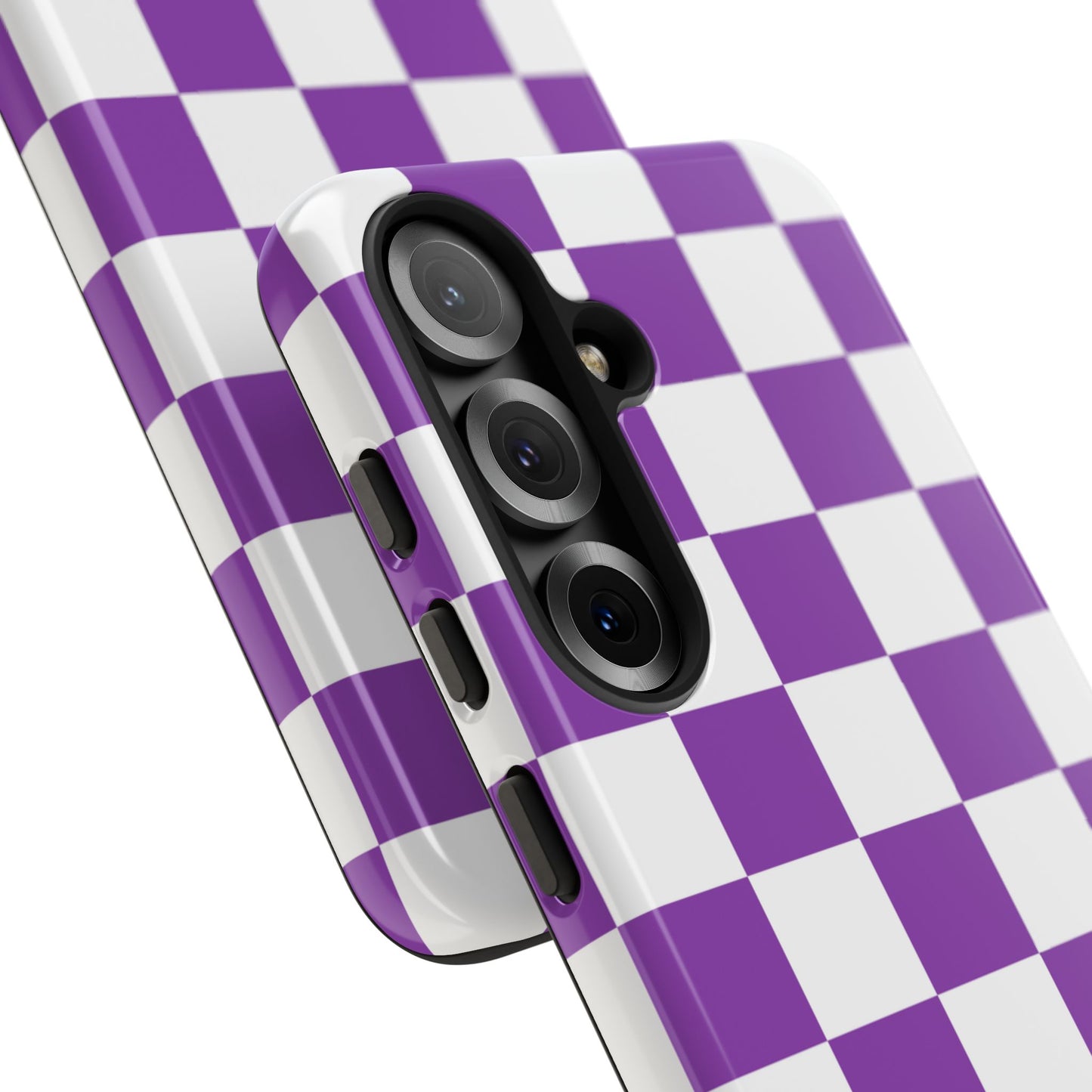 Purple Checkered Phone Case, Samsung Galaxy S25, S25 Plus, S24, S24 Plus, S24 Ultra, S23, S22, S22 Plus, S21 Ultra, S21 FE, S20+