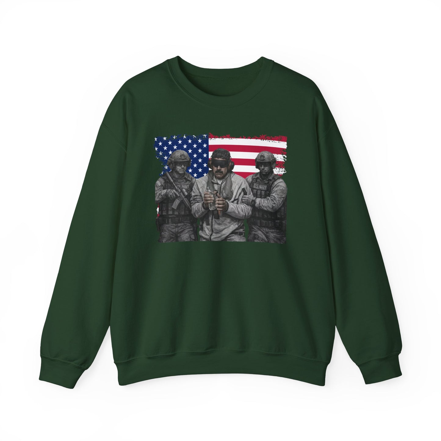 Maduro Captured 2026 Venezuela Libre Sweatshirt, Patriotic Military Graphic Crewneck, American Flag Soldier Tribute, Support Pullover