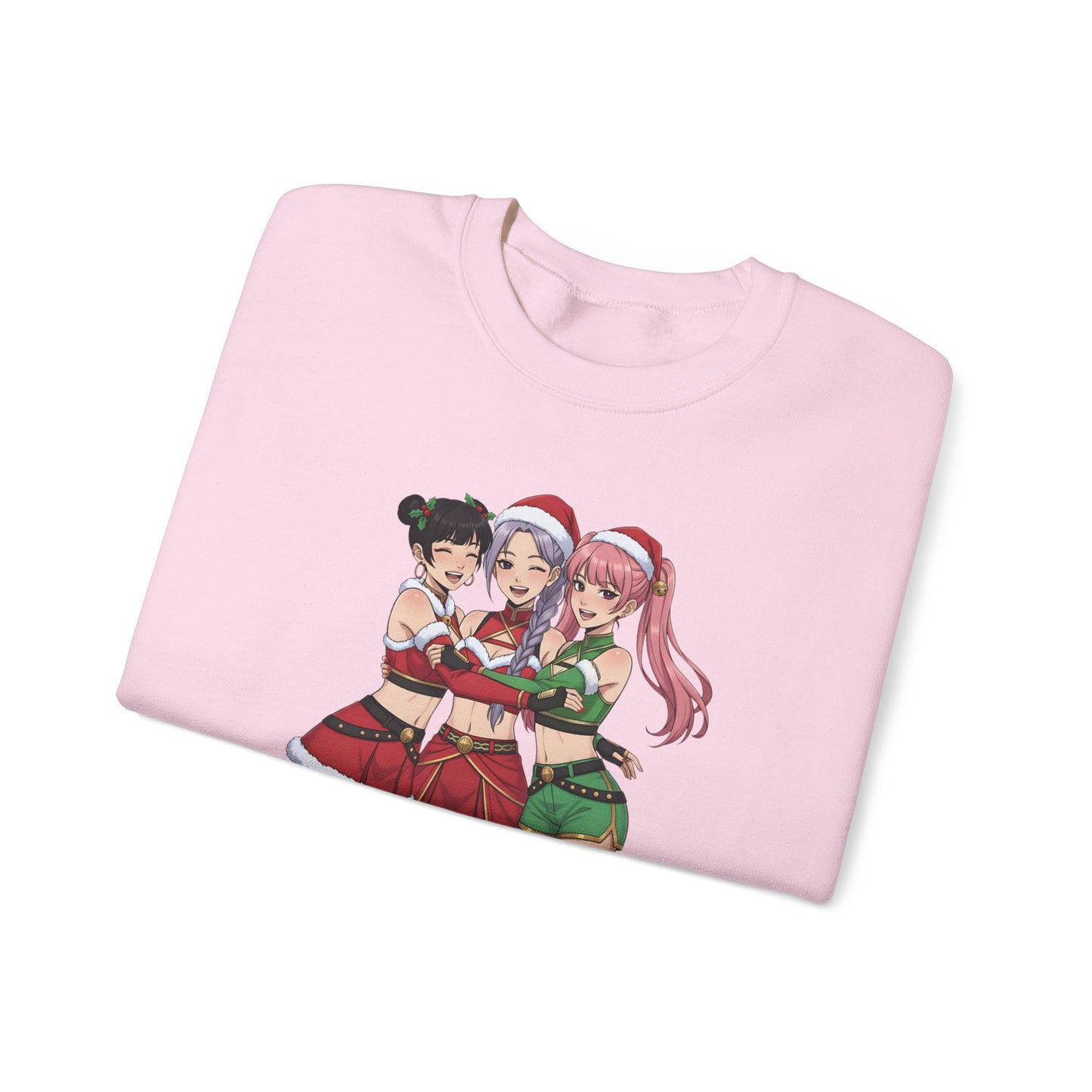 Anime Christmas Sweatshirt, Kawaii Girls Holiday Crewneck, Cute Anime Xmas Sweater, Cozy Otaku Gift, Holiday Kawaii Trio Shirt