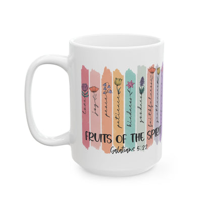 Fruits of the Spirit Mug | Floral Brushstroke Bible Verse Ceramic Mug | Religious Mug | Christmas Mug | Gift For Friend