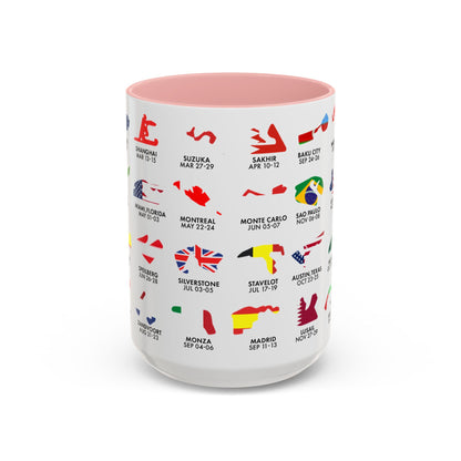 2026 Grand Prix Calendar Mug, Formula 1 Accent Coffee Mug, F1 Circuit Icons Cup, Motorsport Fan Gift, Racing Calendar Ceramic Mug