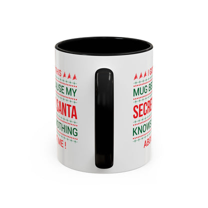 Personalized Secret Santa Accent Coffee Mug, Holiday Gift, Funny Christmas Mug, Unique Office Secret Santa Gift, Custom Drinkware