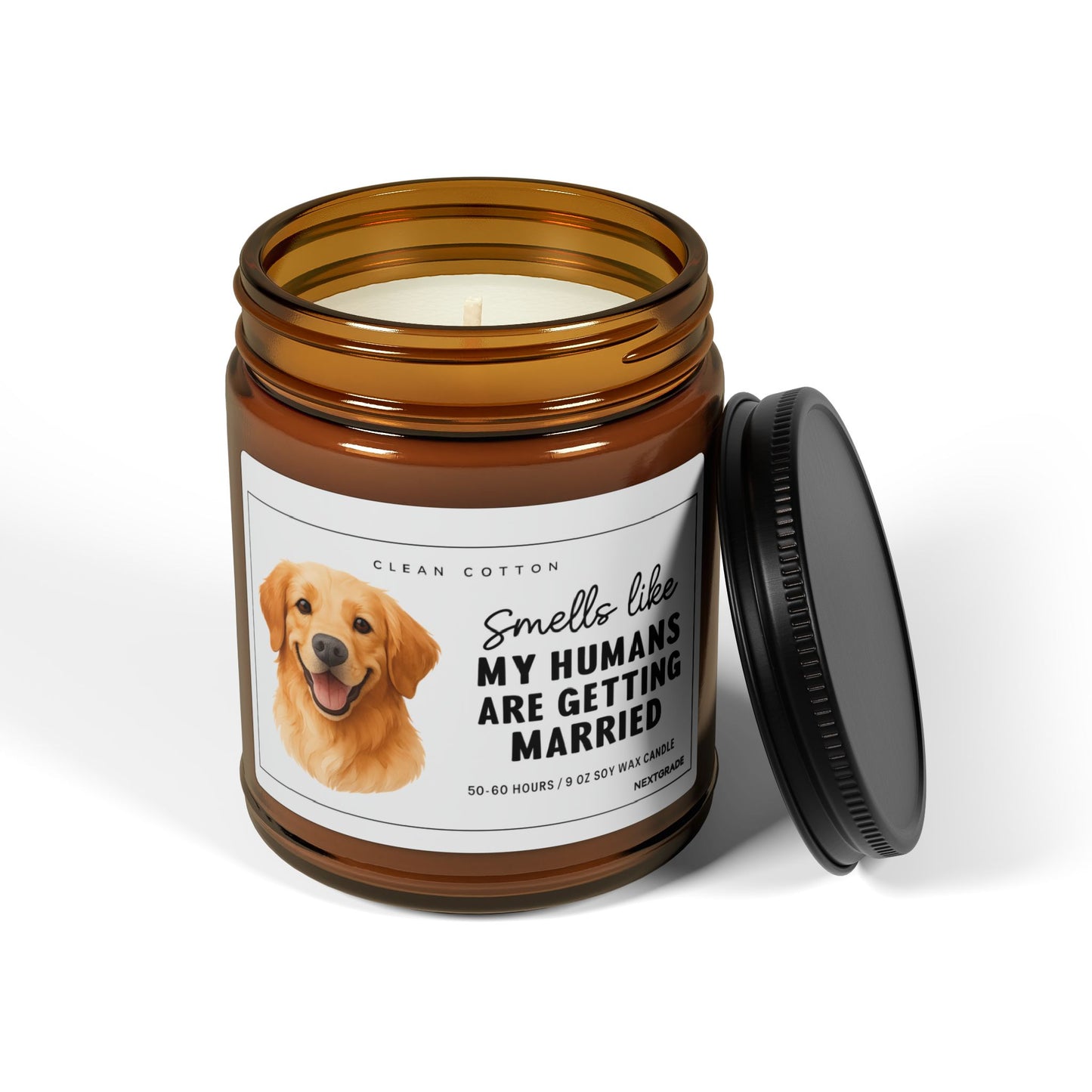 Smells Like My Humans Are Getting Married Candle, Funny Dog Wedding Gift, Engagement Gift for Couples | 9oz Soy Amber Jar Candle