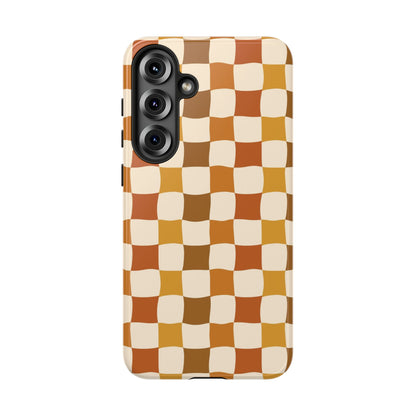 Boho Checked Phone Case, Checkerboard Design, Durable Protection, Phone Cover, Phone case For iPhone and Samsung, Trendy Phone Cover