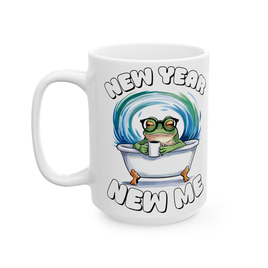 New Year New Me Frog Mug, Funny Frog Coffee Cup, New Year Gift 2026, Cute Frog in Bathtub Mug, Morning Coffee Lover Gift, Cozy Frog Meme Mug