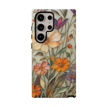 Phone case For iPhone & Samsung, Wildflower Mosaic MagSafe iPhone Case: Botanical Floral Design iPhone