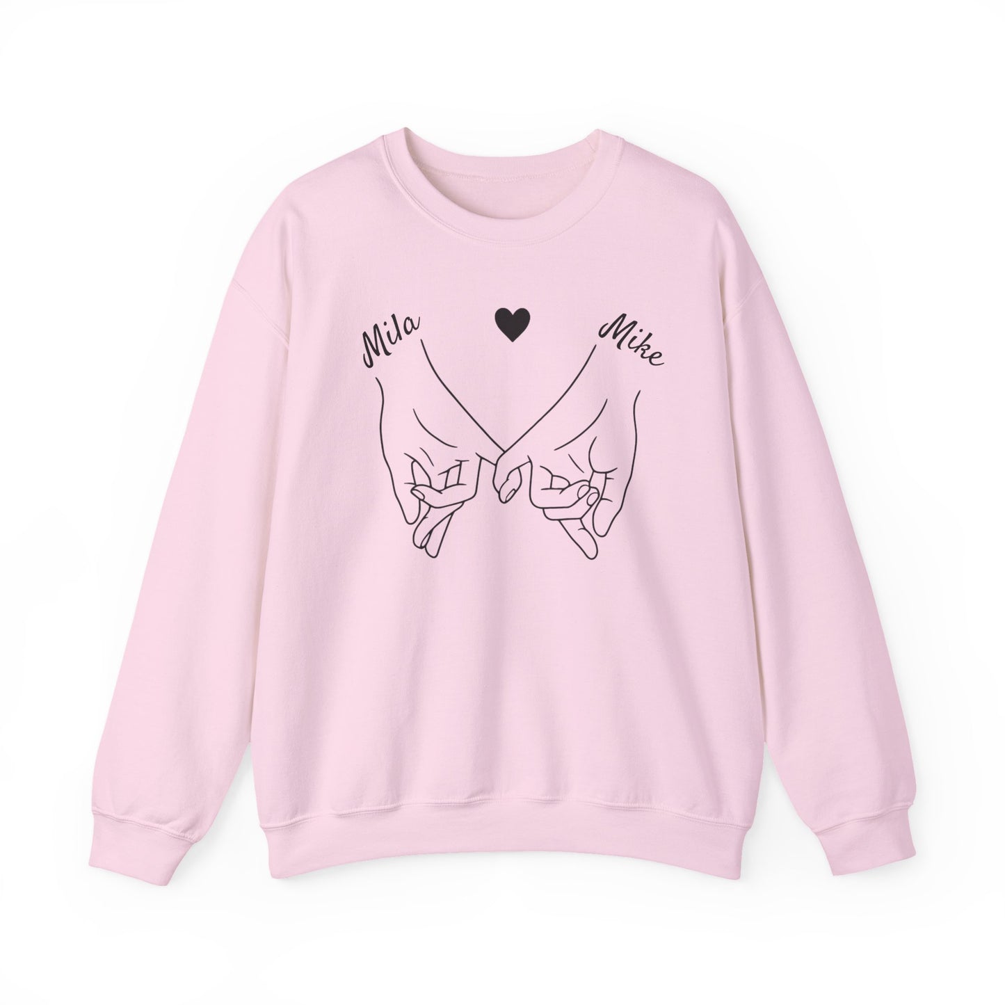Pinky Promise Sweatshirt, Personalized Name Crewneck, Matching Couple Gift, Heart Line Art Sweater, Custom Relationship Sweatshirt