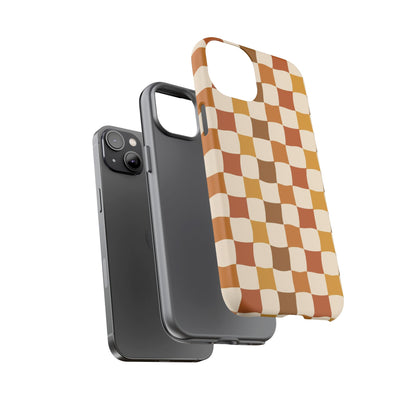 Boho Checked Phone Case, Checkerboard Design, Durable Protection, Phone Cover, Phone case For iPhone and Samsung, Trendy Phone Cover