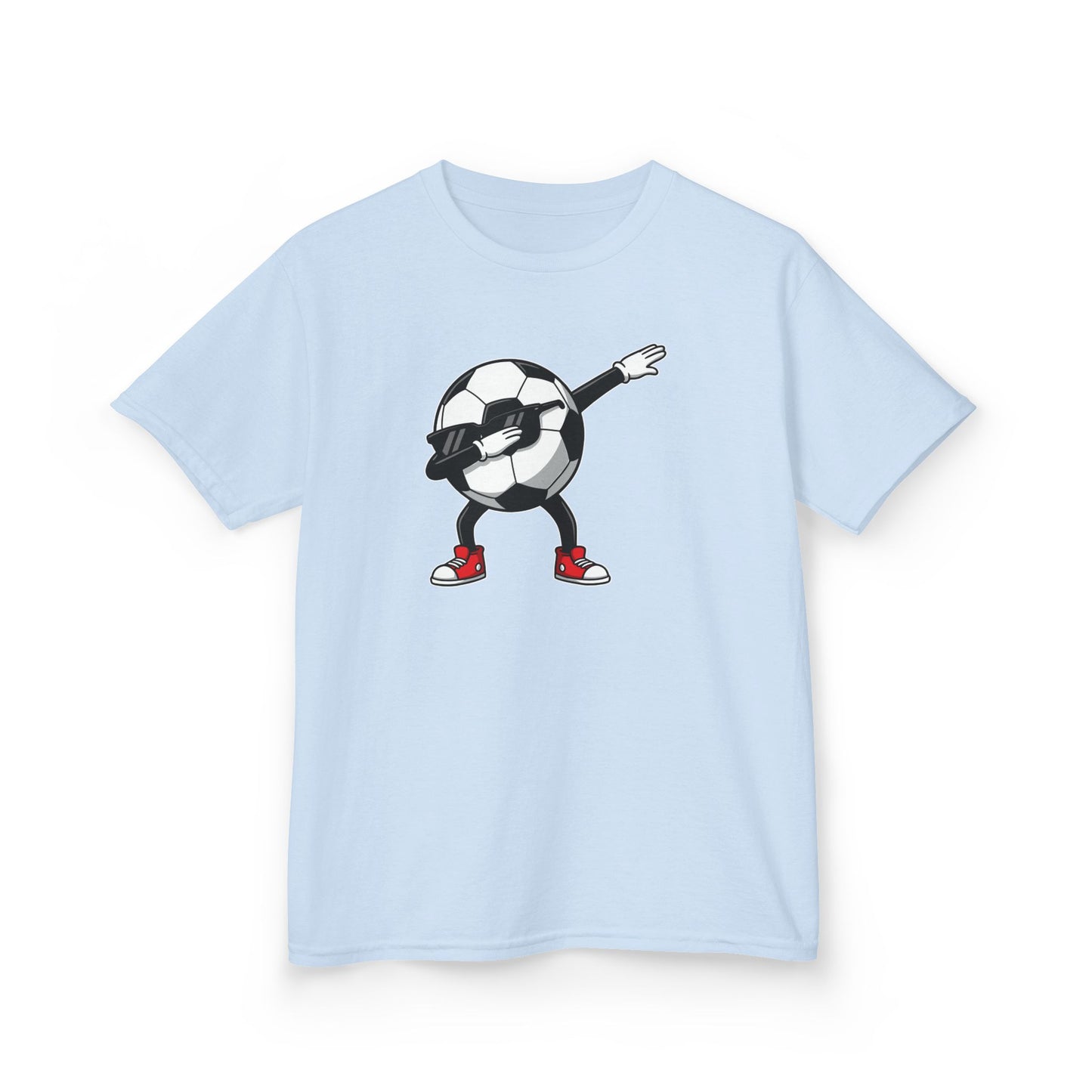 Dabbing Soccer Ball Kids T-Shirt, Cartoon Football Tee for Boys Girls, Sporty Youth Soccer Graphic Shirt, Football Fan shirt