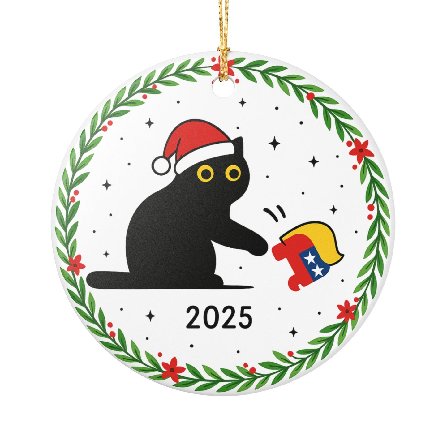 Cat Anti Trump Christmas Ornament, Sarcastic Cat Ornament, Subtle Anti Trump, Anti Maga Gift, Political Humor Xmas Decor