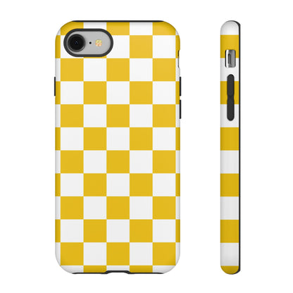 Yellow Checkered Phone Case - iPhone 17 Pro, 17, 16, 15, 14, 13, 12, 11, X, XR, XS MAX, Gift for Friends