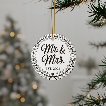 Mr and Mrs Ceramic Ornaments, Wedding & Anniversary Decor, Customizable Gifts, Holiday Keepsakes, Engagement Day