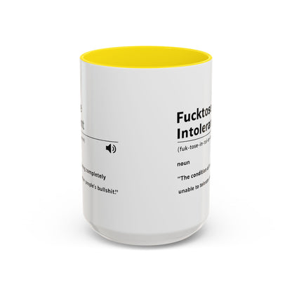 Fucktose Intolerant Definition Mug, Funny Accent Coffee Mug 11oz 15oz, Sarcastic Adult Humor Mug, Gag Gift for Friends
