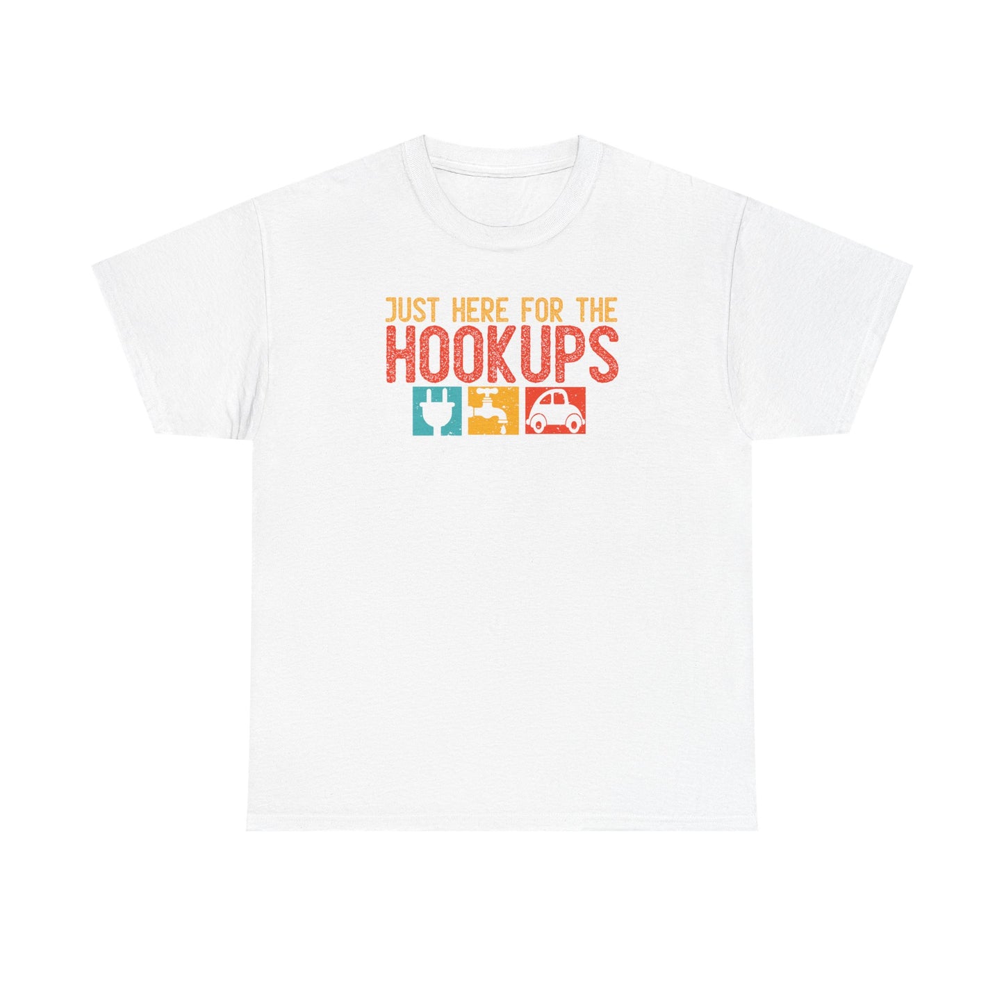 Just Here For The Hookups Shirt, Camping Fishing T-Shirt, Funny RV Camper Tee, Outdoors Graphic Tee, Campfire Gift for Men Women