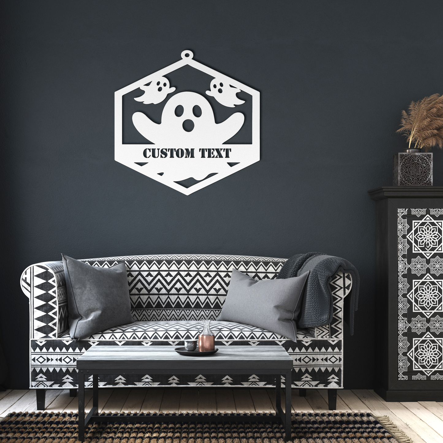 Boo_Metal_Wall_Art_White_Dark_Living_Room_Mockup.png