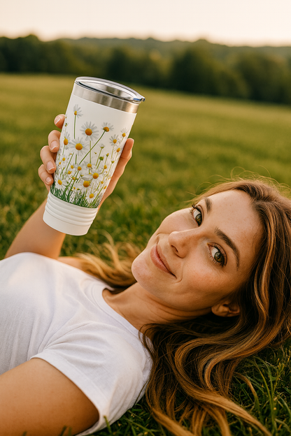 Daisy Floral Tumbler, Travel Mug for Nature Lovers, Eco-friendly Drinkware, Summer Vibes, Gift for Her, Outdoor Adventure